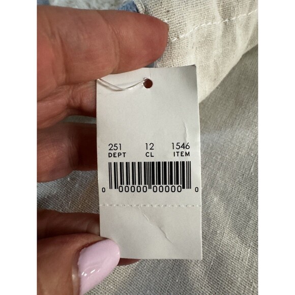 TOMS cinch Sack Sak  backpack bag Fabric Logo Lightweight New Tag Blue Ivory - Picture 5 of 5